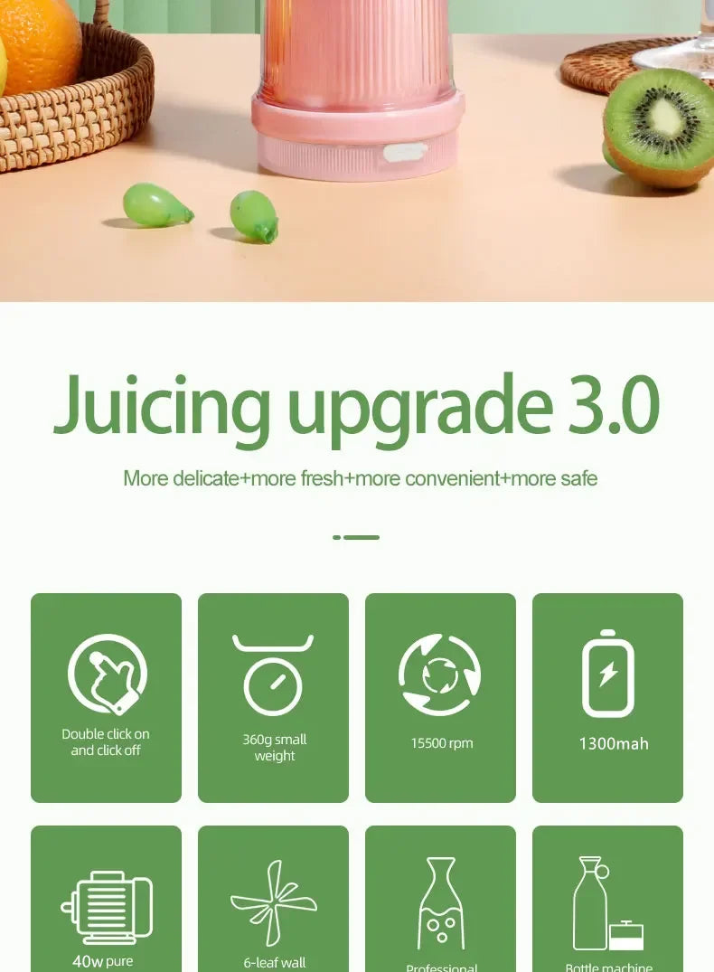 Portable Mini Electric Blender 300ml Juicer C..