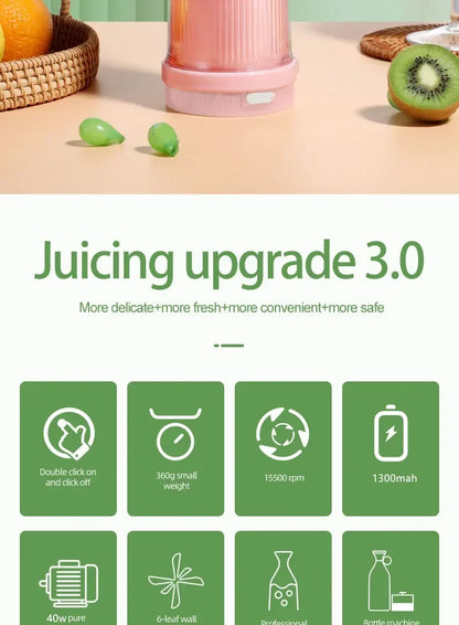 Portable Mini Electric Blender 300ml Juicer C..
